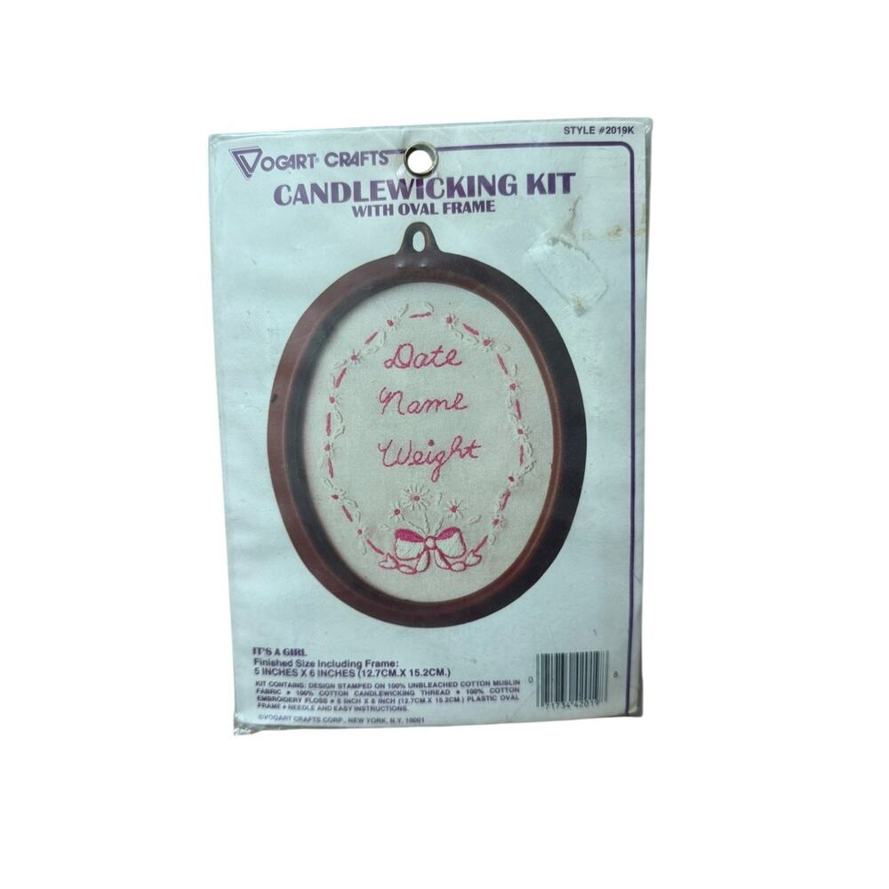 Candle wicking Embroidery Kit With Oval Frame It’s A Girl Vogart Crafts 2019K